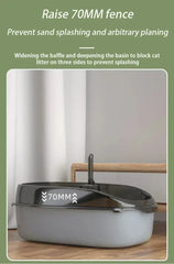 Semi-Enclosed Cat Litter Box - High Fence Design with Privacy Hood