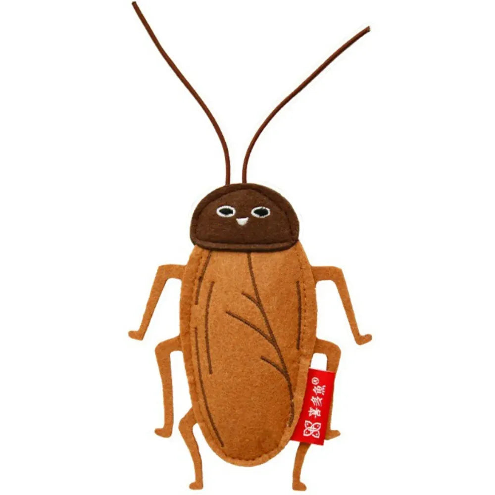 Simulation Insect Cat Toy – Cockroach Shape Felt Catnip Bell Toy for Interactive Play & Boredom Relief