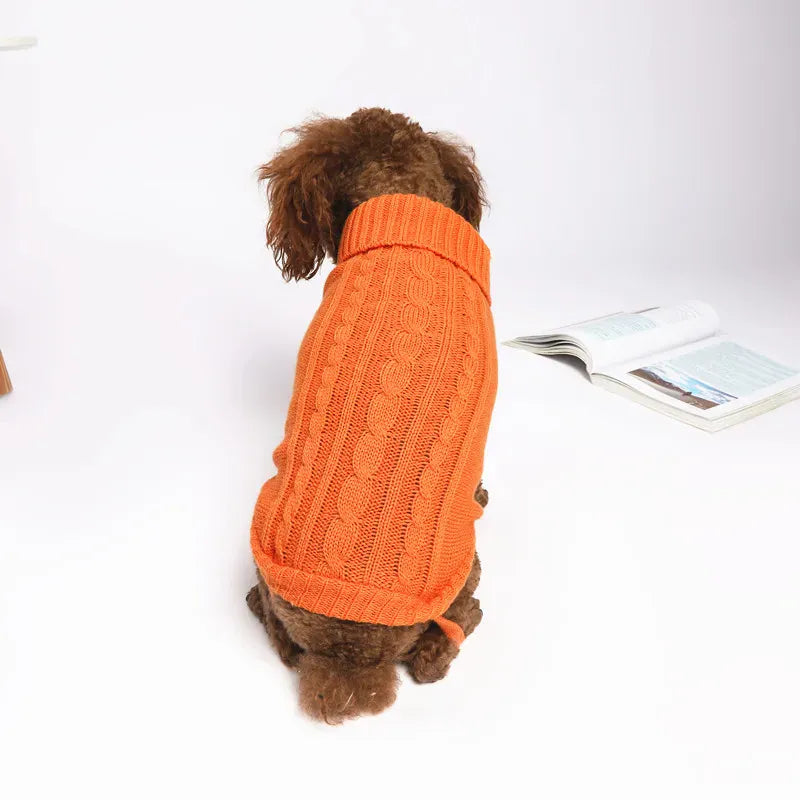 Solid Cotton Dog Sweater - Soft Winter Pet Apparel for All Sizes