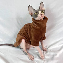 Sphynx Cat Turtleneck Sweater - Soft Fleece Winter Coat for Hairless Cats
