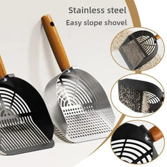 Stainless Steel Cat Litter Scoop - Long Handle Tofu Sand Litter Shovel, Durable Pet Waste Cleaning Tool for Litter Boxes