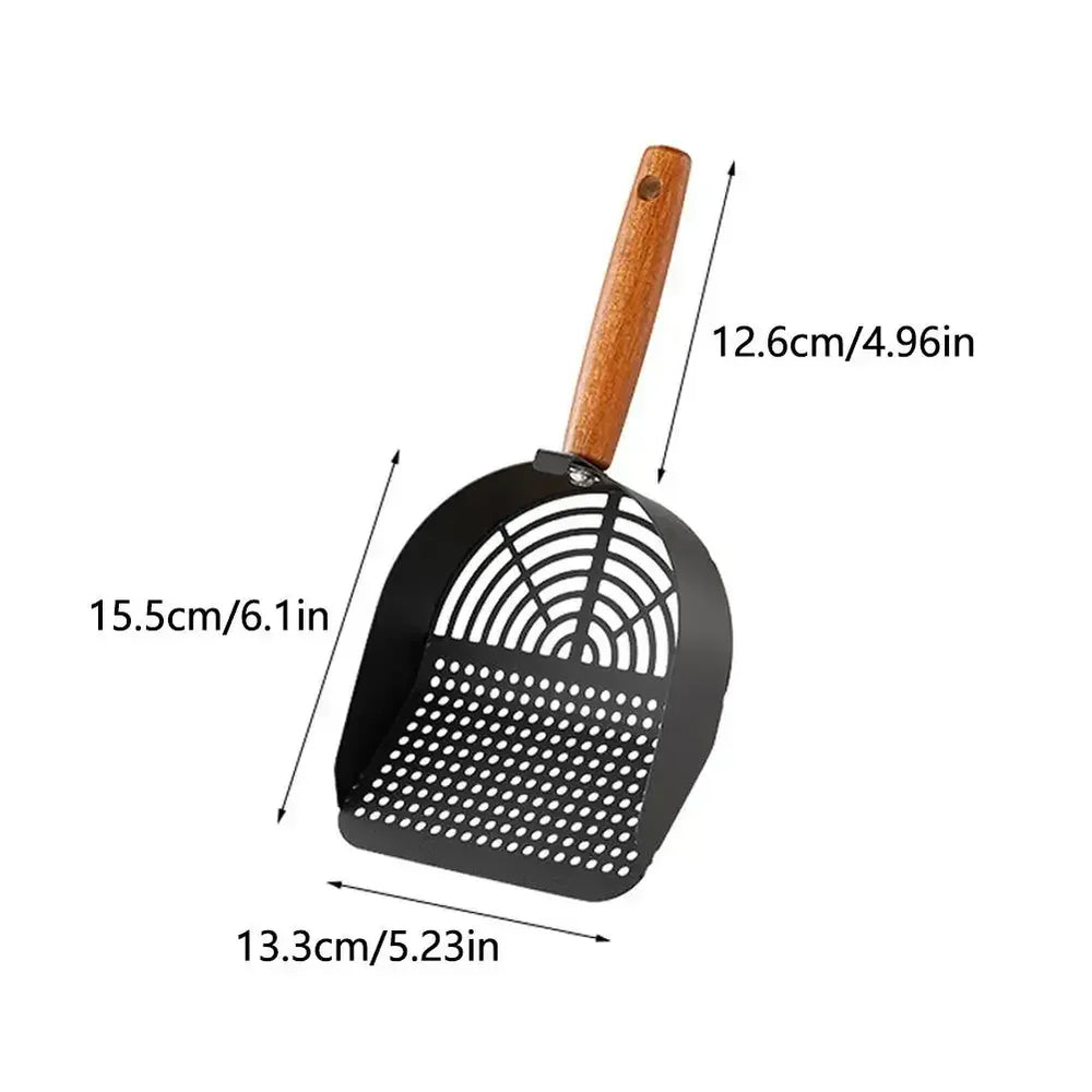 Ergonomic metal litter scoop for comfortable grip and control