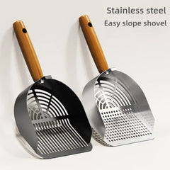 Stainless steel litter scoop for easy and hygienic cat litter cleaning