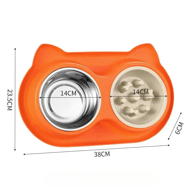 Stainless Steel Slow Feeder Bowl - Anti-Choke Pet Food Dish with Non-Slip Base