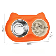 Stainless Steel Slow Feeder Bowl - Anti-Choke Pet Food Dish with Non-Slip Base