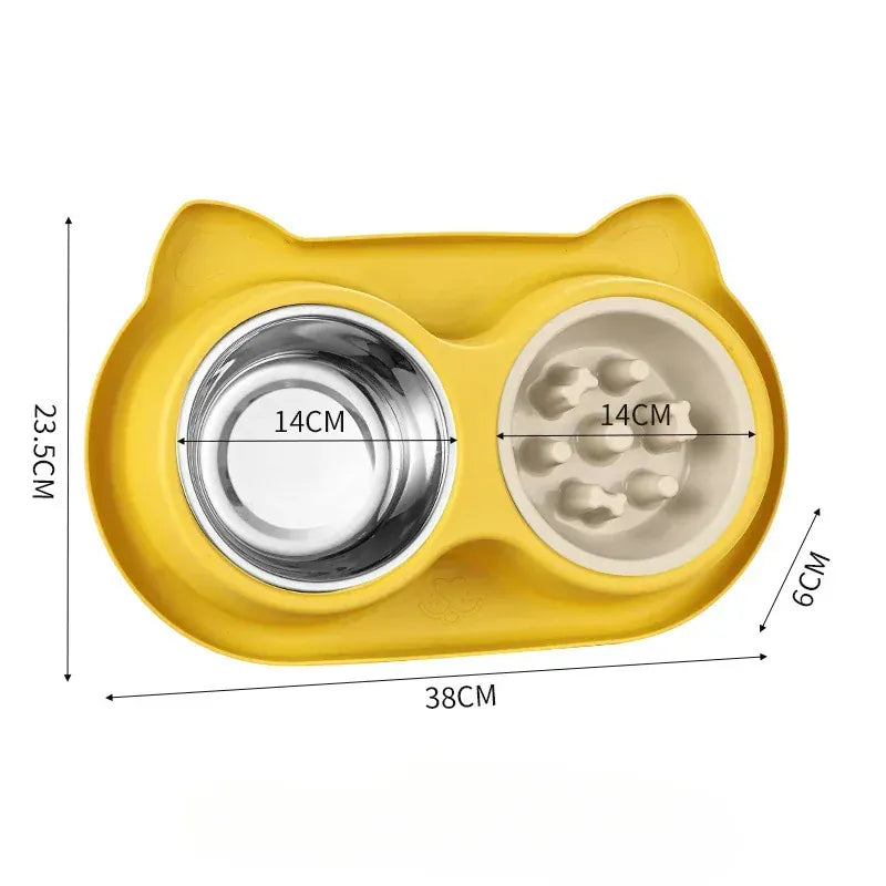 Stainless Steel Slow Feeder Bowl - Anti-Choke Pet Food Dish with Non-Slip Base