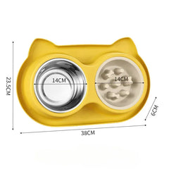 Stainless Steel Slow Feeder Bowl - Anti-Choke Pet Food Dish with Non-Slip Base
