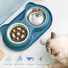 Stainless Steel Slow Feeder Bowl - Anti-Choke Pet Food Dish with Non-Slip Base
