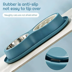 Stainless Steel Slow Feeder Bowl - Anti-Choke Pet Food Dish with Non-Slip Base