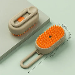 Steam Pet Brush 3-in-1 - Electric USB Rechargeable Grooming Comb with Spray Function for Dogs & Cats, Massage & Hair Removal