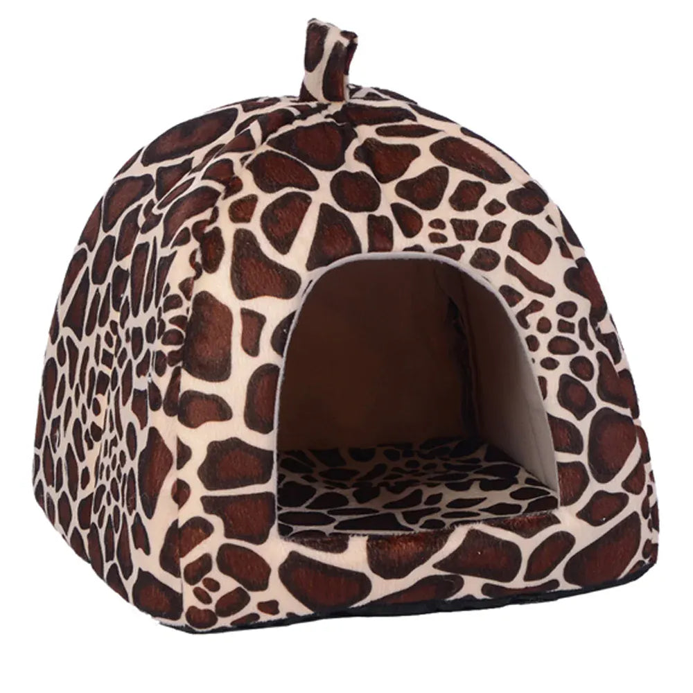 Strawberry Pet House - Foldable Warm Cave Bed for Small Dogs & Cats