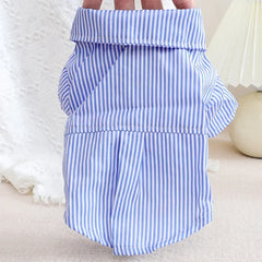 Striped Bow Tie Pet Shirt – Lightweight Summer Dog & Cat Clothing for Chihuahuas & Small Breeds