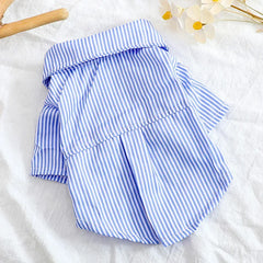 Striped Bow Tie Pet Shirt – Lightweight Summer Dog & Cat Clothing for Chihuahuas & Small Breeds