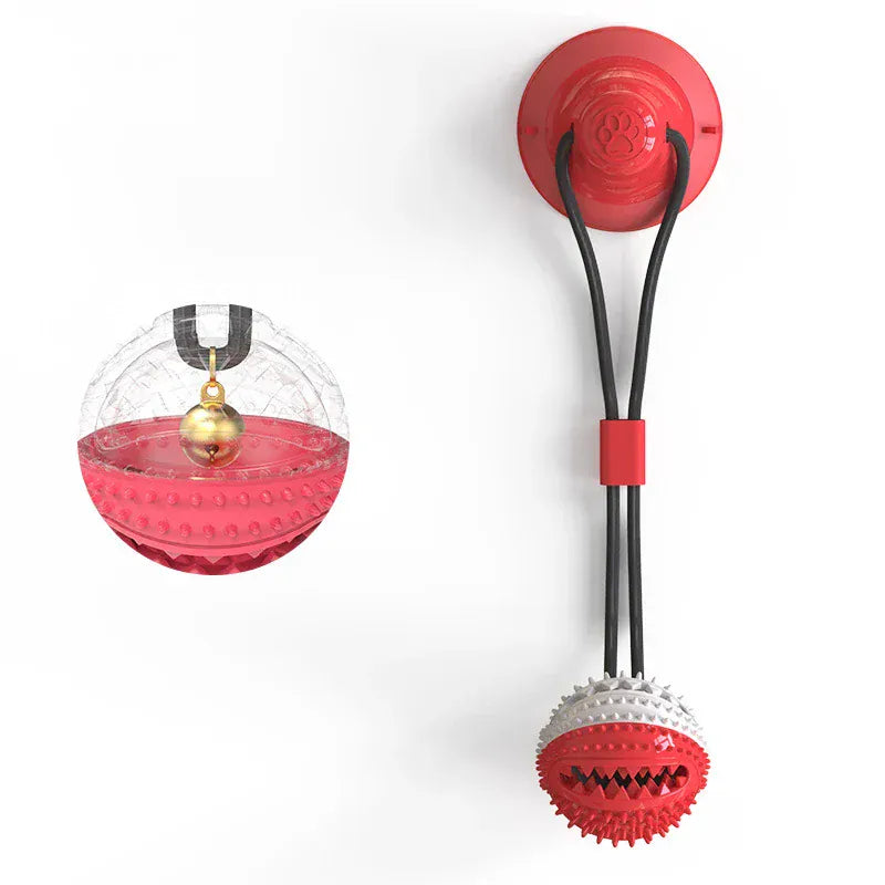 Suction Cup Dog Chew Toy - Interactive Pull & Treat Ball for Teeth Cleaning