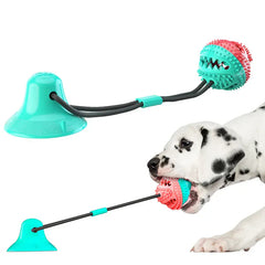 Suction Cup Dog Chew Toy - Interactive Pull & Treat Ball for Teeth Cleaning