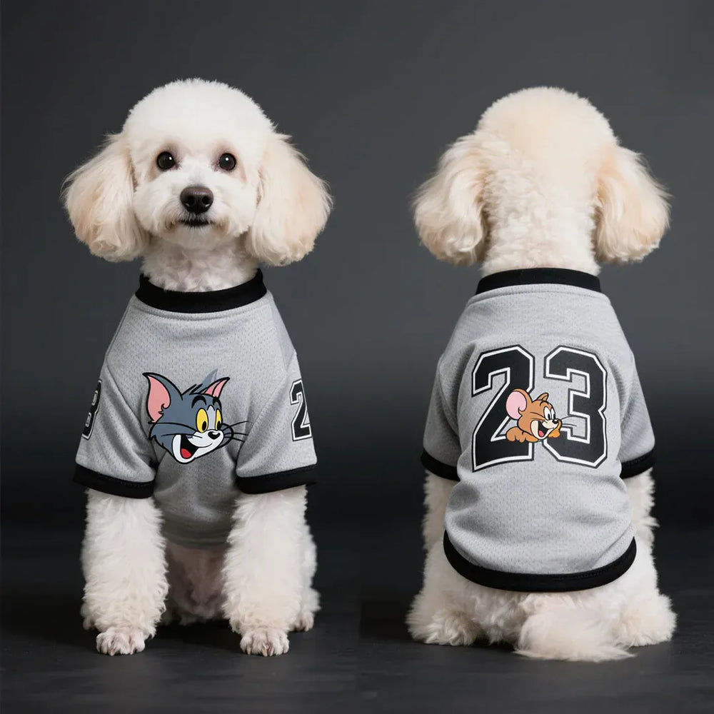 Tom Cat IP Licensed Pet Clothes – Breathable Soccer Jersey for Dogs | Cool & Comfortable Outfit for Small Dog Breeds