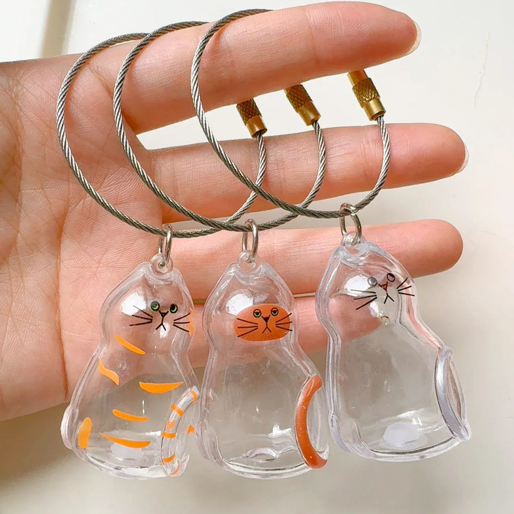 Transparent Cat Hair Storage Keychain - Pet Fur Keepsake Memorial Pendant