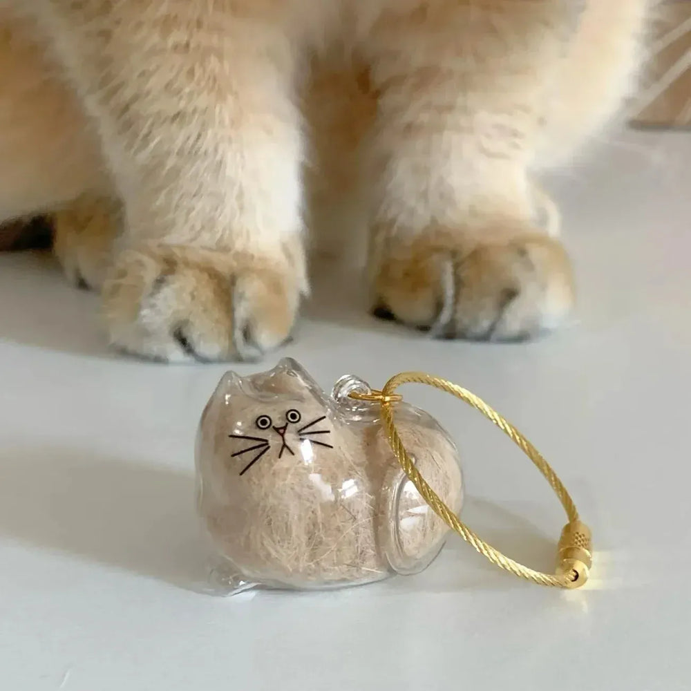 Transparent Cat Hair Storage Keychain - Pet Fur Keepsake Memorial Pendant