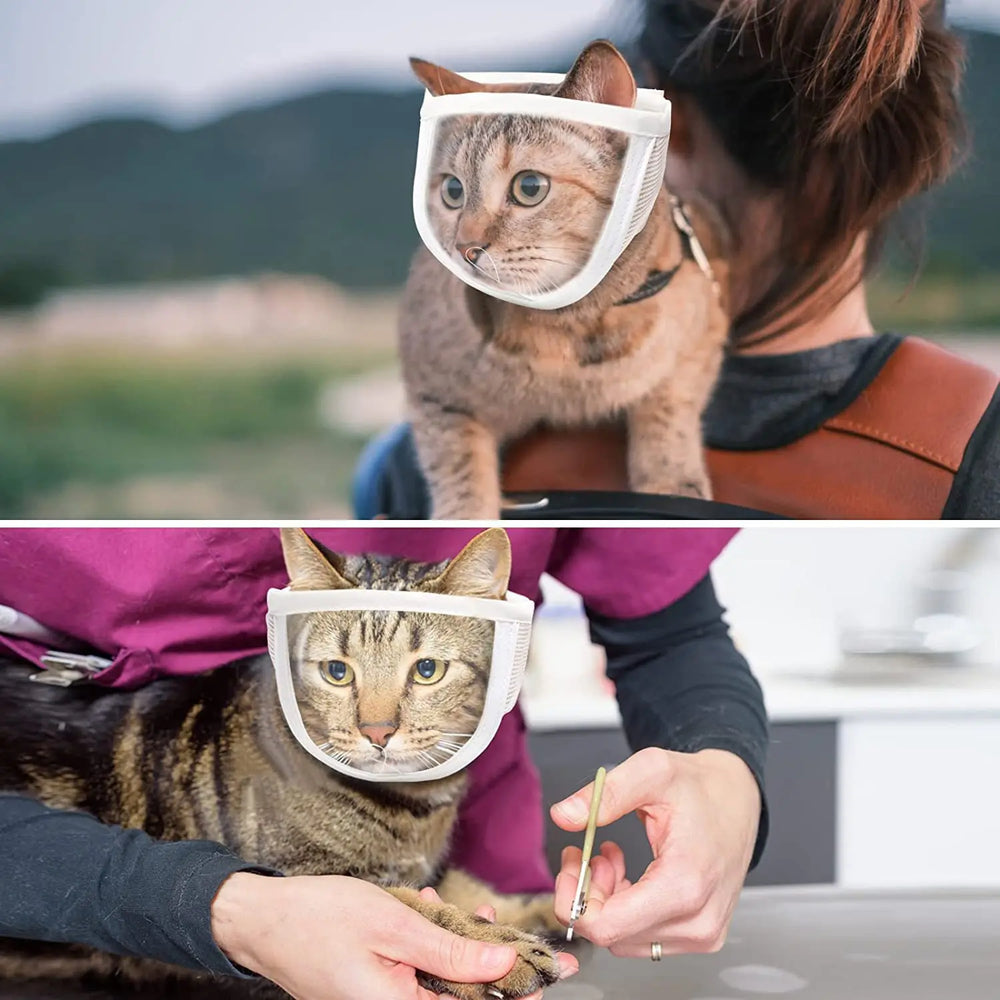 Transparent Cat Muzzle - Breathable Anti-Bite Mask for Safe Grooming & Handling