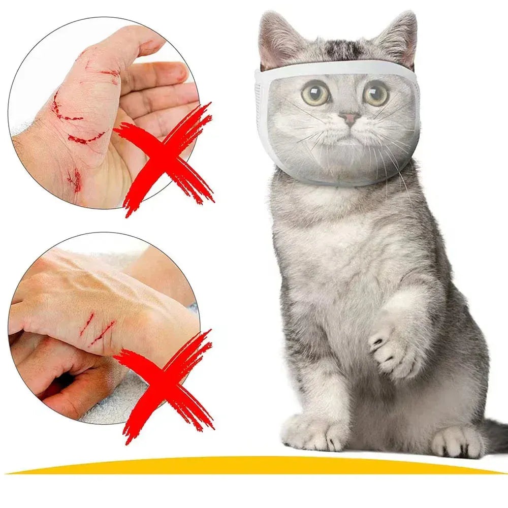 Transparent Cat Muzzle - Breathable Anti-Bite Mask for Safe Grooming & Handling