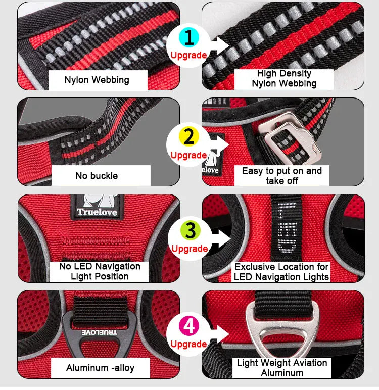 Truelove No-Pull Dog Harness - Reflective Safety Vest with 4 Adjustment Points