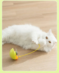 Tumbler Cat Toy - 360° Non-Tip Interactive Feather Teaser with Catnip
