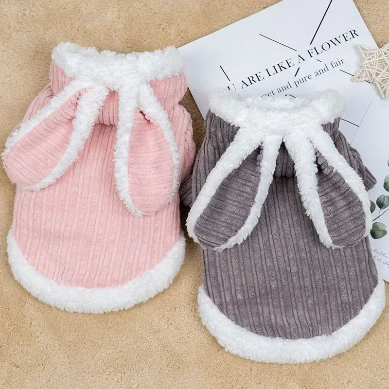 Warm Winter Bunny Cat Clothes | Cute Kitten Coat for Cats & Puppies | Soft Fleece Pet Outfit for Small Pets
