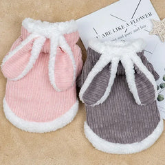 Warm Winter Bunny Cat Clothes | Cute Kitten Coat for Cats & Puppies | Soft Fleece Pet Outfit for Small Pets