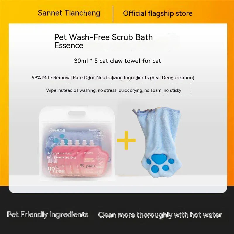 Waterless Pet Cleaning Gloves - Wash-Free Grooming Gloves for Dogs & Cats, Massage & Decontamination with Cleaning Essence