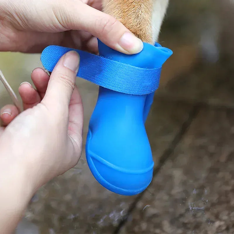 Waterproof Dog Boots 4-Pack - Anti-Slip Rubber Rain Shoes for All Sizes