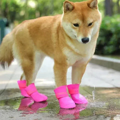 Waterproof Dog Boots 4-Pack - Anti-Slip Rubber Rain Shoes for All Sizes