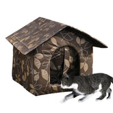 Waterproof outdoor cat house providing warm shelter in winter