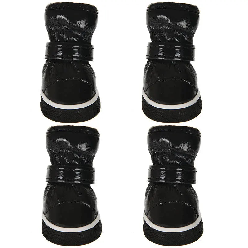 Winter Dog Boots 4-Pack - Waterproof Snow Shoes for Small Dogs & Cats