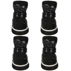 Winter Dog Boots 4-Pack - Waterproof Snow Shoes for Small Dogs & Cats