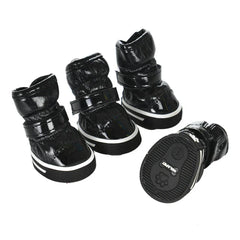 Winter Dog Boots 4-Pack - Waterproof Snow Shoes for Small Dogs & Cats
