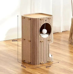 Winter Double Enclosed Cat House - Tree Hole Design MultiLayer Scratching Board