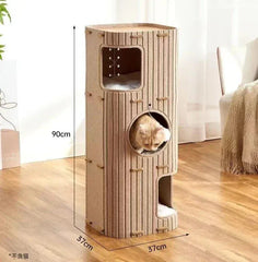 Winter Double Enclosed Cat House - Tree Hole Design MultiLayer Scratching Board