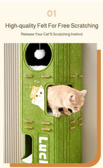 Winter Double Enclosed Cat House - Tree Hole Design MultiLayer Scratching Board