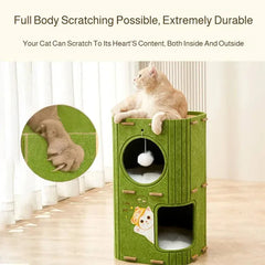 Cozy indoor cat house placed in quiet corner of home