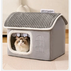 Warm pet cave bed helping reduce anxiety and improve sleep
