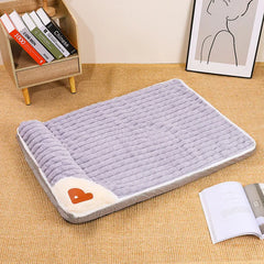 Winter Warm Dog Mat - Removable Washable Kennel Mattress with Plush Corduroy Cover, Egg Crate Orthopedic Support for Large Dogs