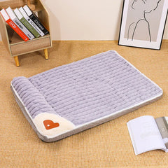 Winter Warm Dog Mat - Removable Washable Kennel Mattress with Plush Corduroy Cover, Egg Crate Orthopedic Support for Large Dogs