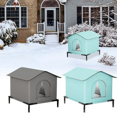 Large insulated cat house for multiple cats staying warm together