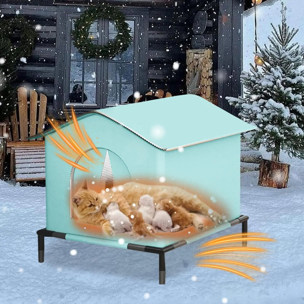 Winter-ready outdoor cat house with insulation and raised floor