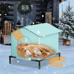 Winter-ready outdoor cat house with insulation and raised floor