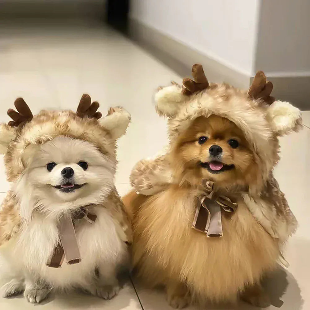 1PC Halloween Pet Costume Funny Elk Cloak for Small Dogs Cute Christmas Cat Cosplay Outfit