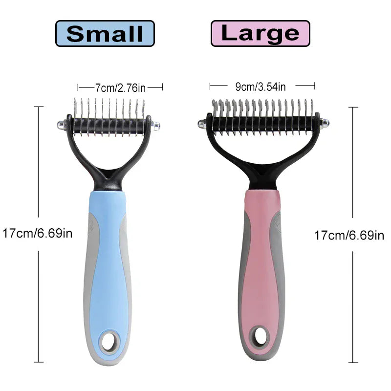 2-in-1 Deshedding Brush for Dogs & Cats – Stainless Steel Dematting Comb & Hair Remover