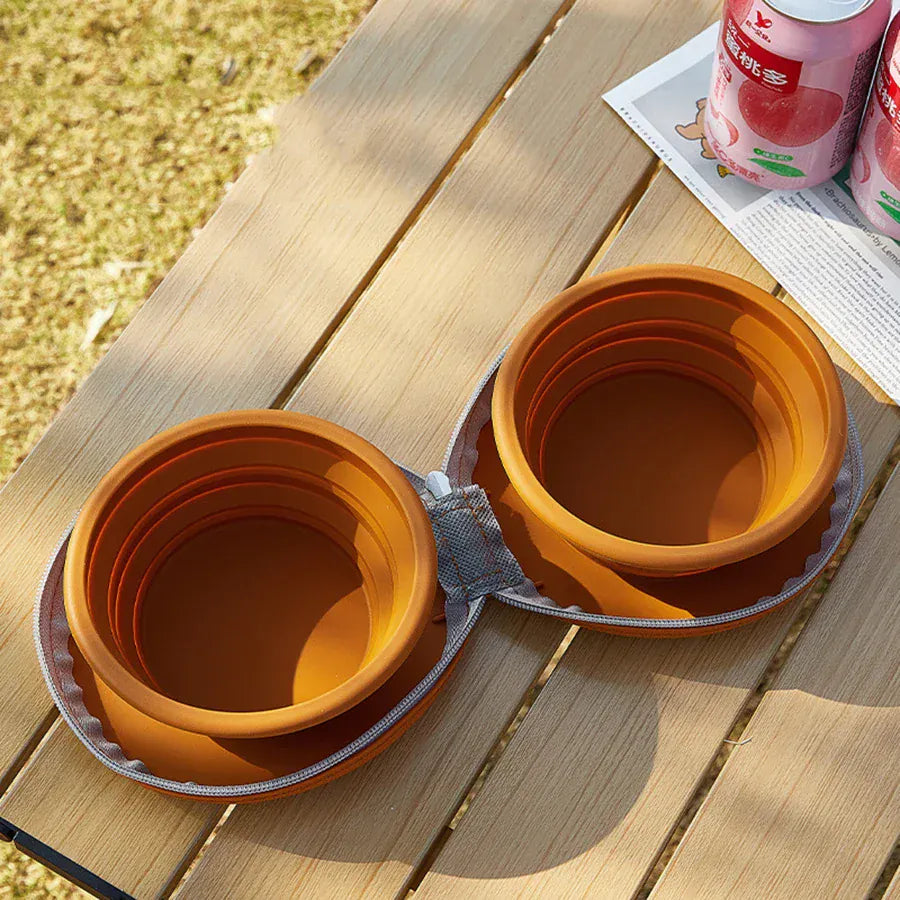 2-in-1 Foldable Pet Food Bowl - Portable Silicone Travel Dog & Cat Bowl