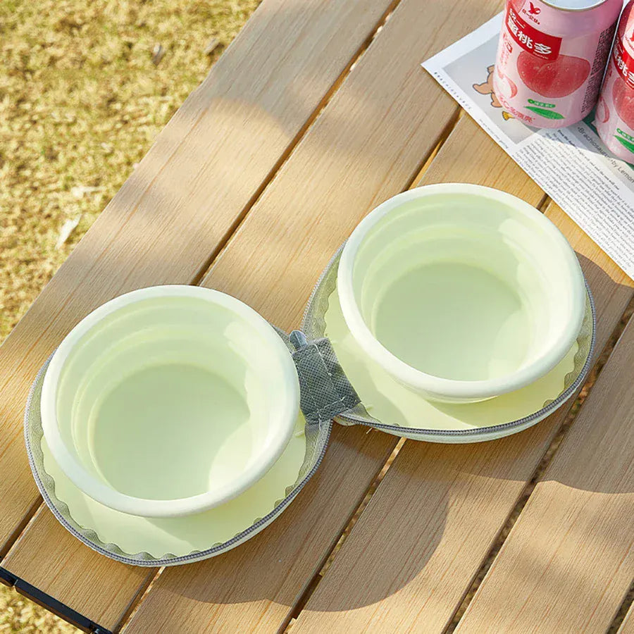 2-in-1 Foldable Pet Food Bowl - Portable Silicone Travel Dog & Cat Bowl
