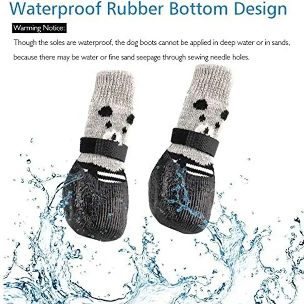 2-Pair Dog Sock Shoes - Waterproof Knit Boots with Anti-Slip Soles